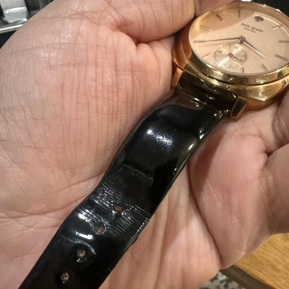Works Kate Spade Live Colorfully Gold Tone Ladies Watch New Battery 38mm Fit 7.5
